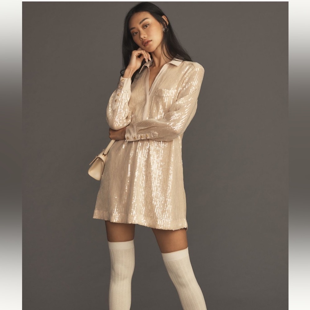 Anthropologie Pilcro Sequin Shirt Dress NWT